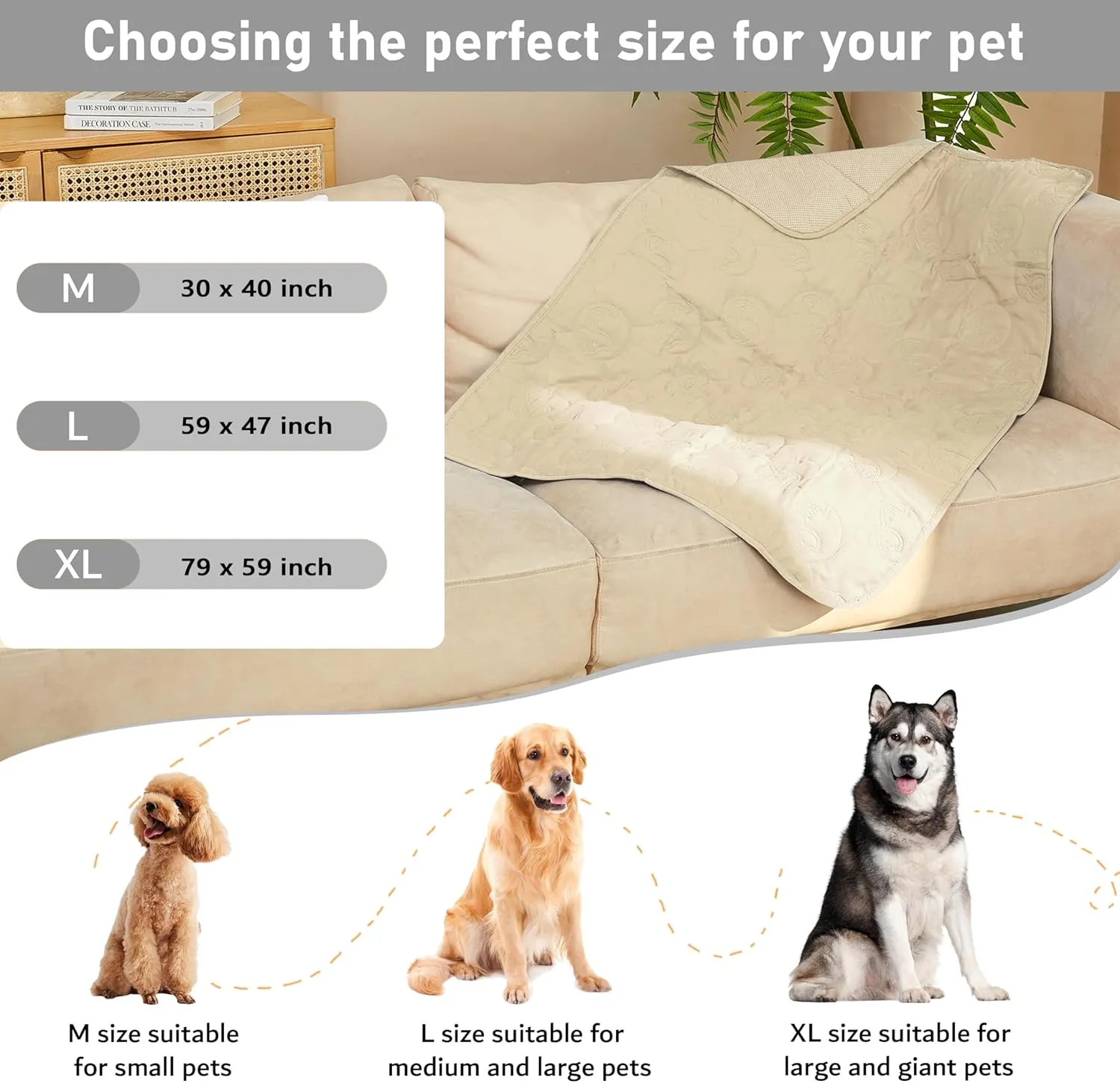 Kritter Planet No Slip Pet Couch Cover, Waterproof Dog Bed Cover, Washable Sofa Furniture Protector Mat for Dogs Cats