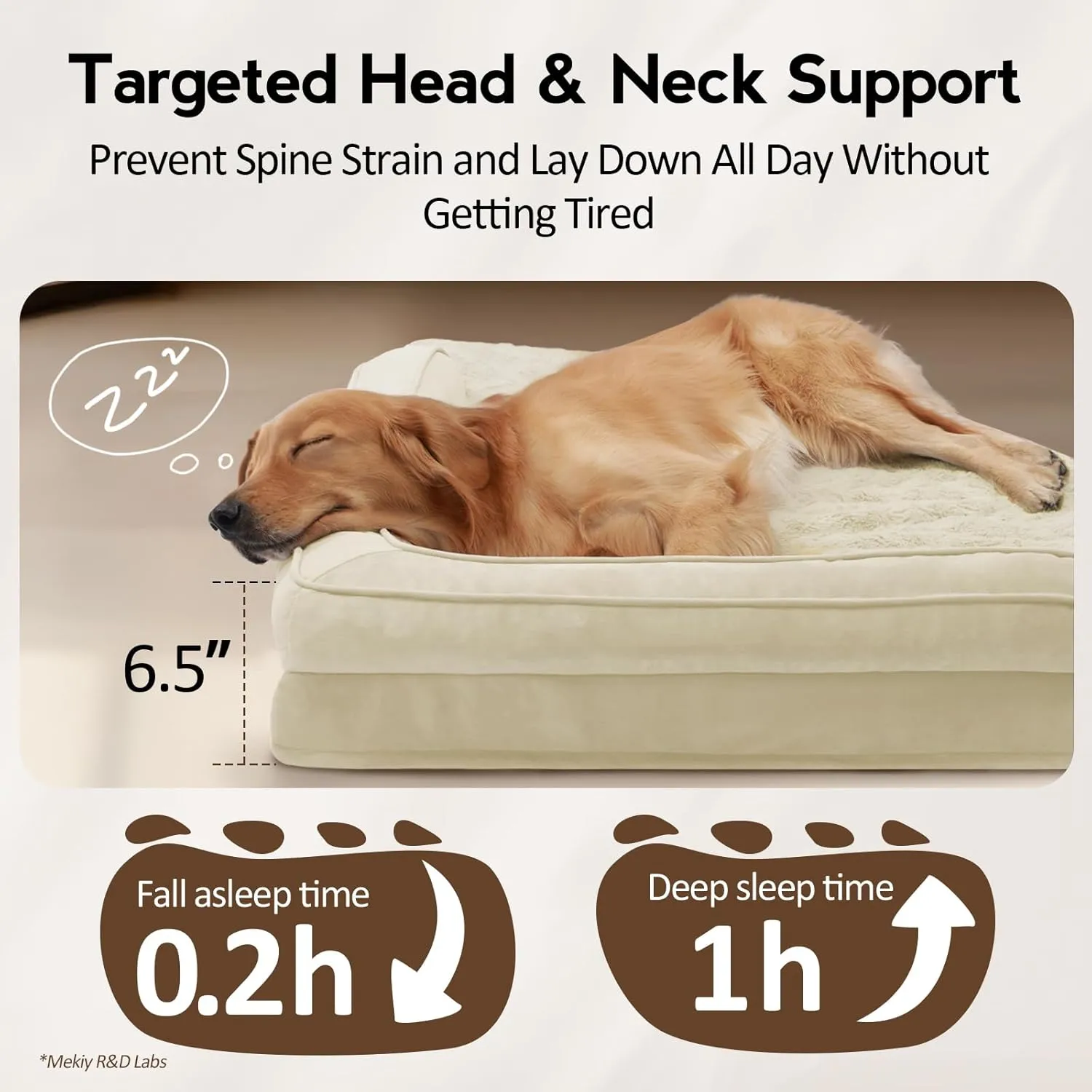 Large Orthopedic Dog Bed with Sides XXL Dog Beds with Removable Washable Cover Non-Slip Waterproof Pet Bed for Extra Large Dogs - Beige XXL