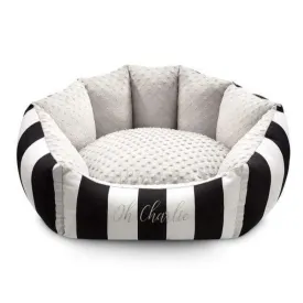 Lisbon Pet Bed by Oh Charlie - Black & White Stripes