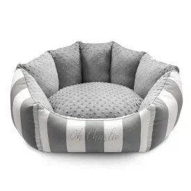 Lisbon Pet Bed by Oh Charlie - Grey & White Stripes
