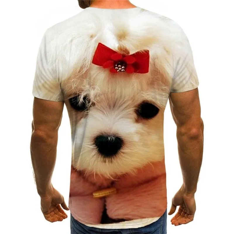 Little White dog t shirt Hip hop tshirt 3D Puppy Cute Pets big Smart dogs art costume Casual man