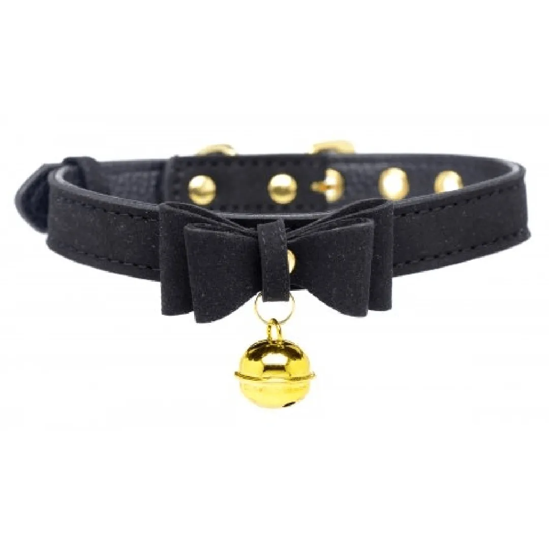 Master Series Golden Kitty Cat Bell Collar - Black/Gold