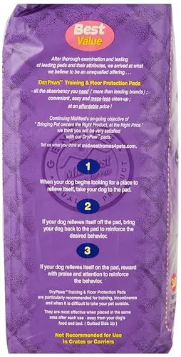 Midwest Dry Paws Absorbent and Quilted Floor and Training Dog Pads - 100 Pack - L:23" X W:24"