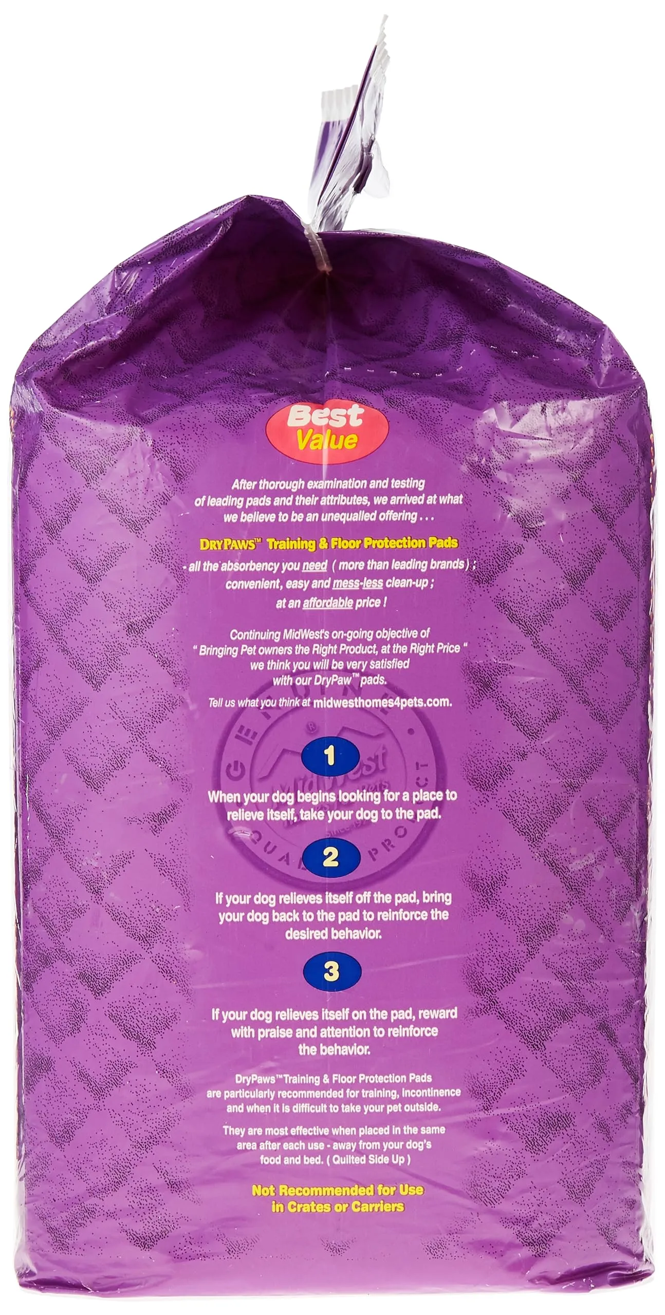 Midwest Dry Paws Absorbent and Quilted Floor and Training Dog Pads - 7 Pack - L:23" X W:24"