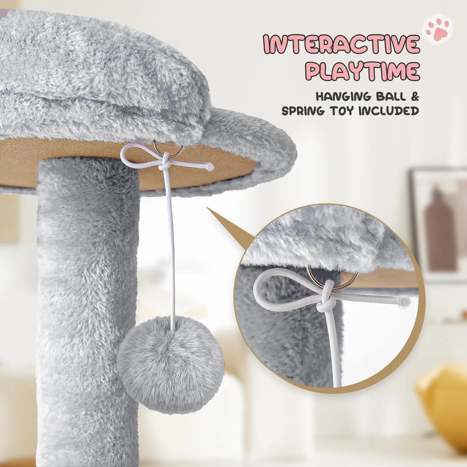 MoNiBloom 60 Inch Cat Tree Tower for Indoor Cats Large Adults, Cat Tower with Scratching Post, Multi-Level Furniture Activity Center with Cat Condo Pet Play House, Light Grey