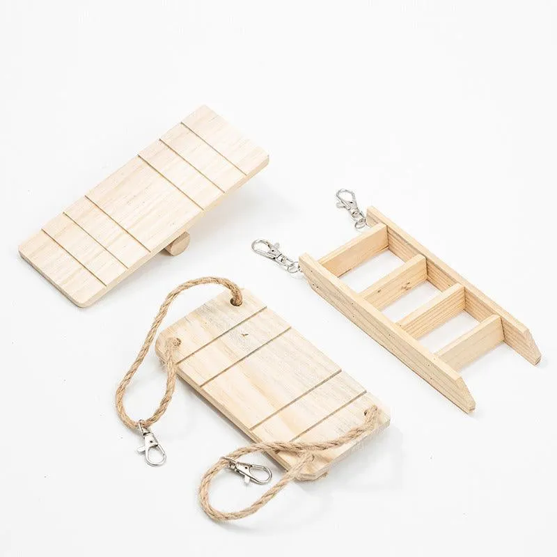 Natural Wood Pet Toy Set: Interactive Playtime Fun for Hamsters, Rabbits, Guinea Pigs, Parrots, Cats, and Dogs