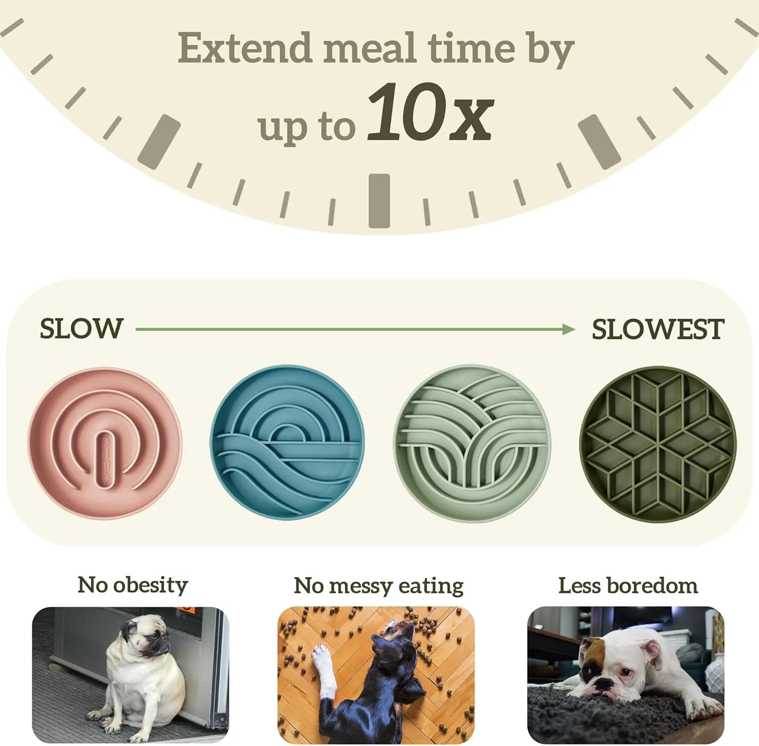 OHMO Slow Feeder Cat Bowl, Silicone Anti-Choking Dog & Pet Bowl, No Suction Cup, Slows Down Eating for Small Pets (S-Infinite, Coral)