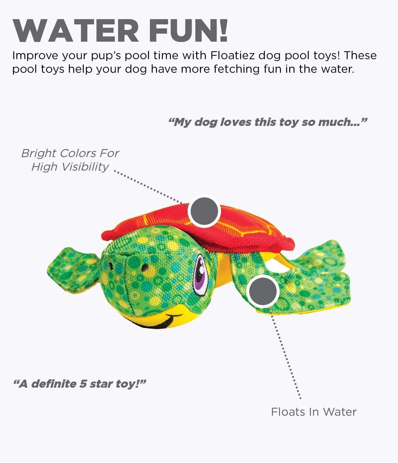 Outward Hound Floatiez Turtle Floating Interactive Dog Toy, Medium