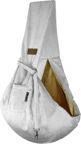 Parisian Pet Dog Sling - Gray Puppy Carrier Sling - Adjustable Shoulder Straps Pet Bag Sling - Soft Polyester Dog Carrying Sling - Dog Sling Carrier - Dog Carrying Front Pouch for Small, Medium Dogs