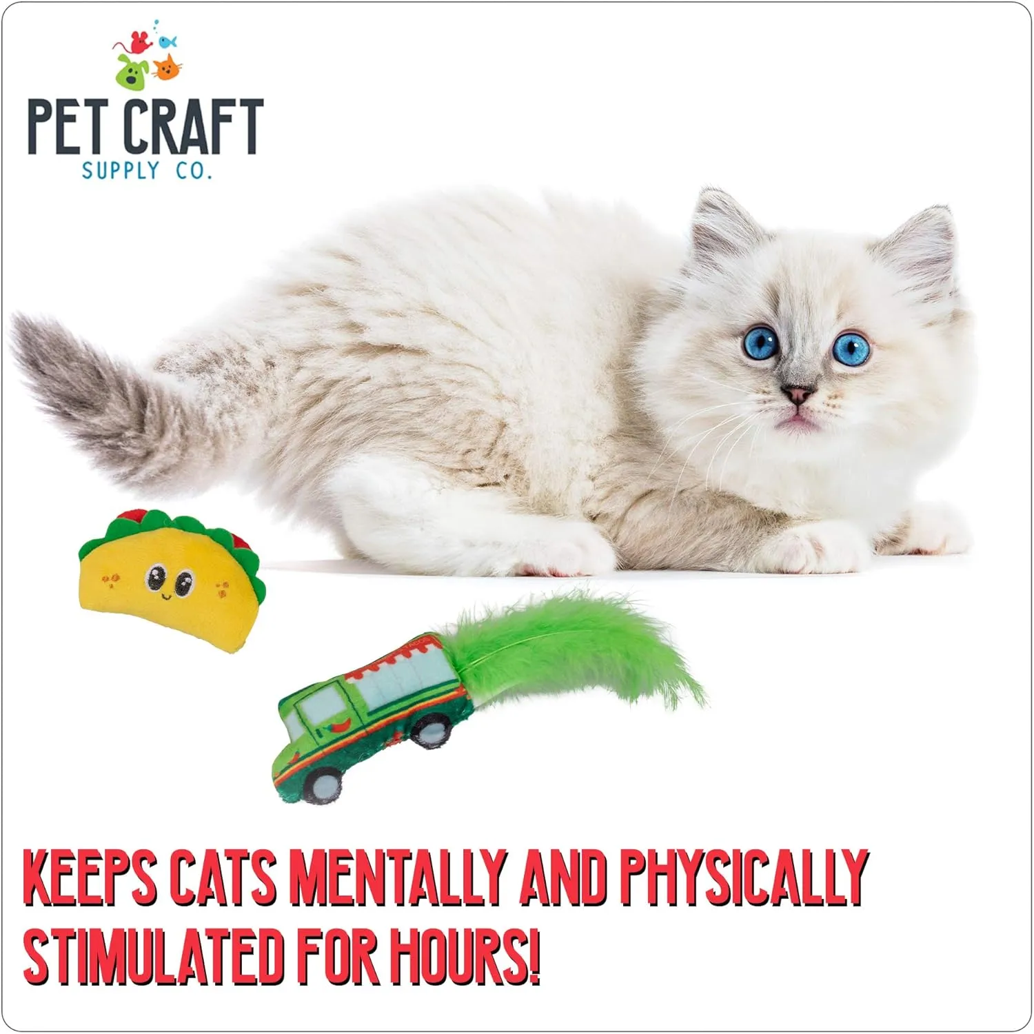 Pet Craft Supply Silly Snacks and Funny Food Crinkle Cuddling Catnip and Silvervine Interactive Cat Toys - Great for Indoor Cats, Kittens; Medium Breeds (Pack of 2)