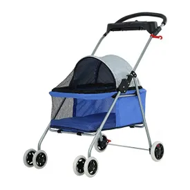 Pet Stroller Dog Stroller Cat Stroller for Small Medium Dogs and Cats,Folding Dog Stroller Carrier Strolling Cart,4 Wheel Travel Jogger,Blue