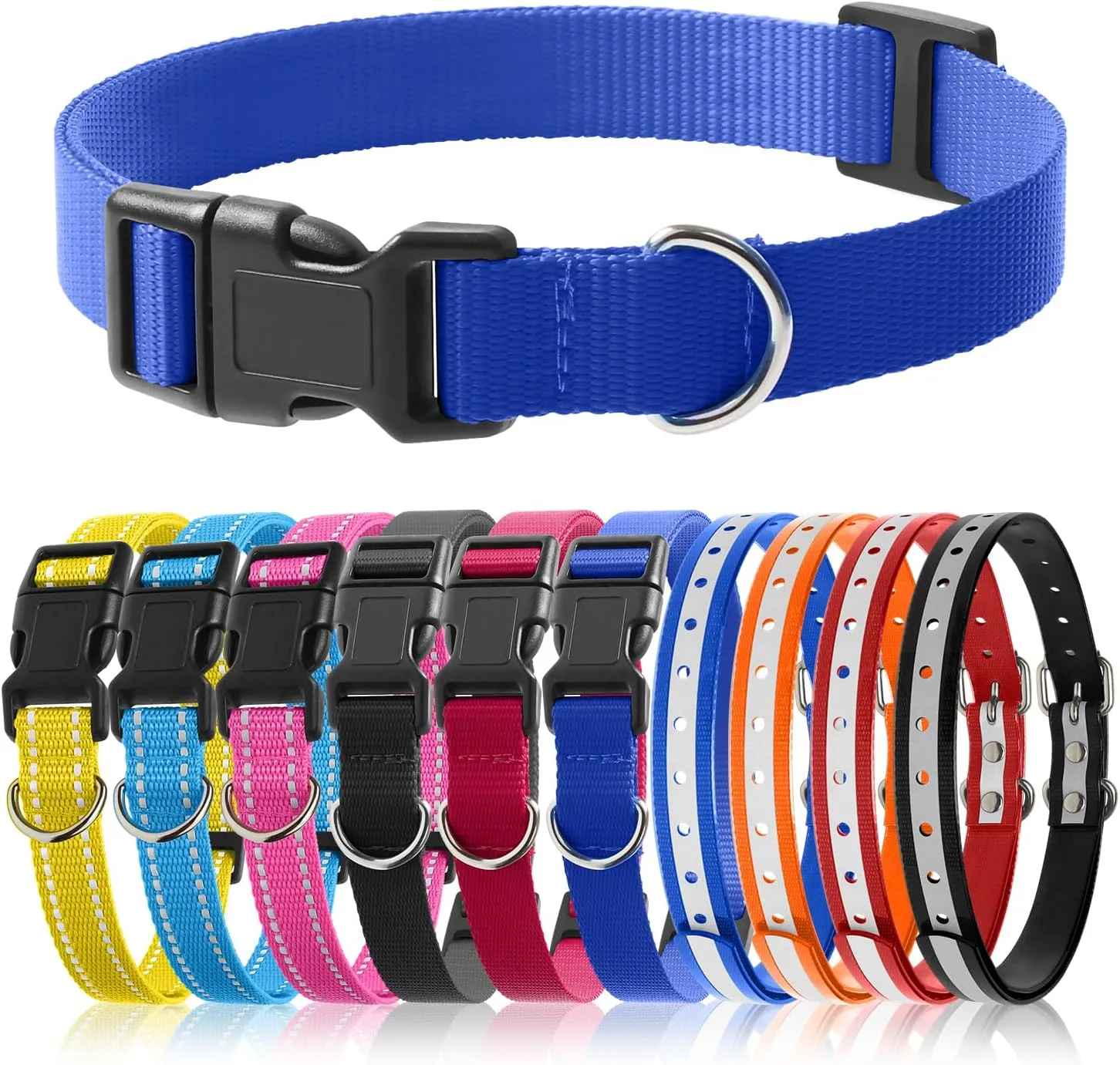 PetJoy Shock Collar Replacement Collar Strap, Bark Collar Replacement Strap 3-Packs, 3/4 Inch Dog Collar with Quick Release Buckle, Length 8-27 Inches and D-Ring
