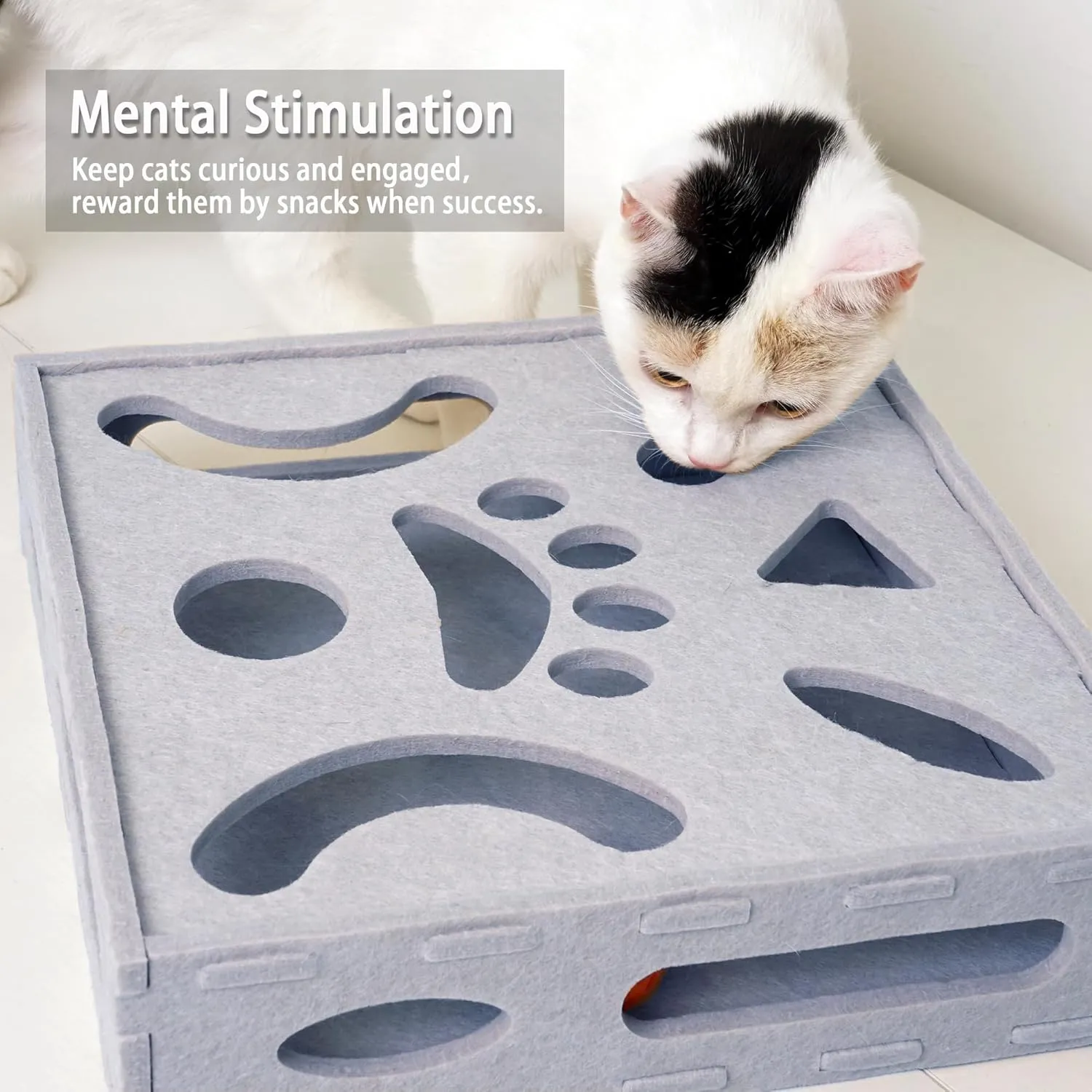 PETKARAY Cat Puzzle Toy, Interactive Cat Toys for Indoor Cats, Kittern Ball Toy with Soft Felt Maze Game Puzzle Box