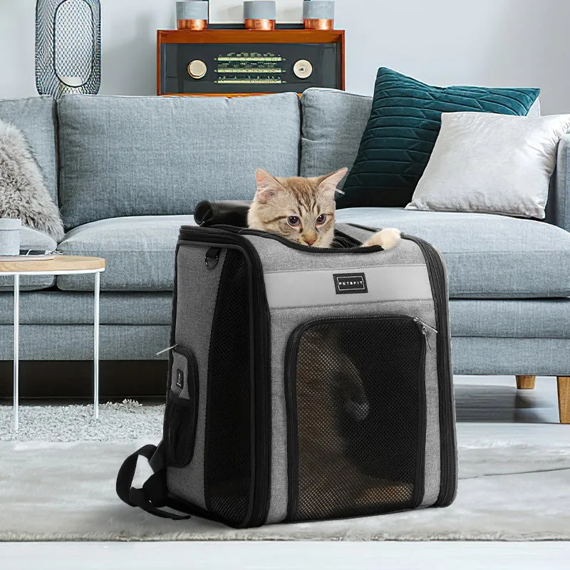 PETSFIT Cat Backpack Carrier For Traveling with Soft Plush Mat Cross