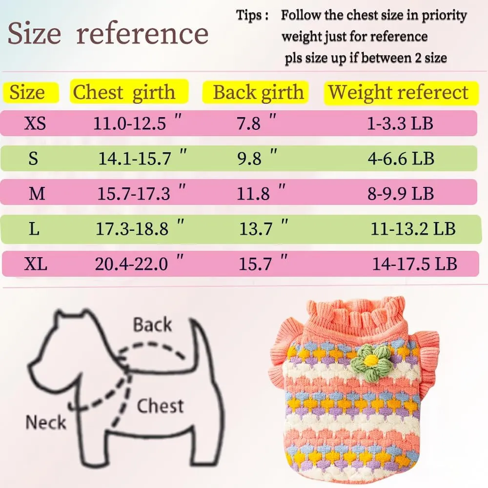 Pink Small Dog Sweater Female, Knitted Cat Sweater, Fall Girl Puppy Clothes, Turtleneck Doggy Cable Knitwear, Warm Pet Clothing for Chihuahua Yorkie Bulldog Teacup (Pink, Large)