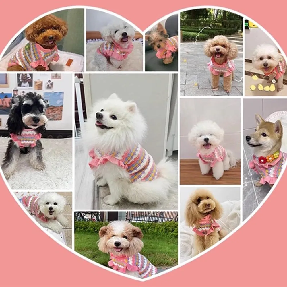 Pink Small Dog Sweater Female, Knitted Cat Sweater, Fall Girl Puppy Clothes, Turtleneck Doggy Cable Knitwear, Warm Pet Clothing for Chihuahua Yorkie Bulldog Teacup (Pink, Large)
