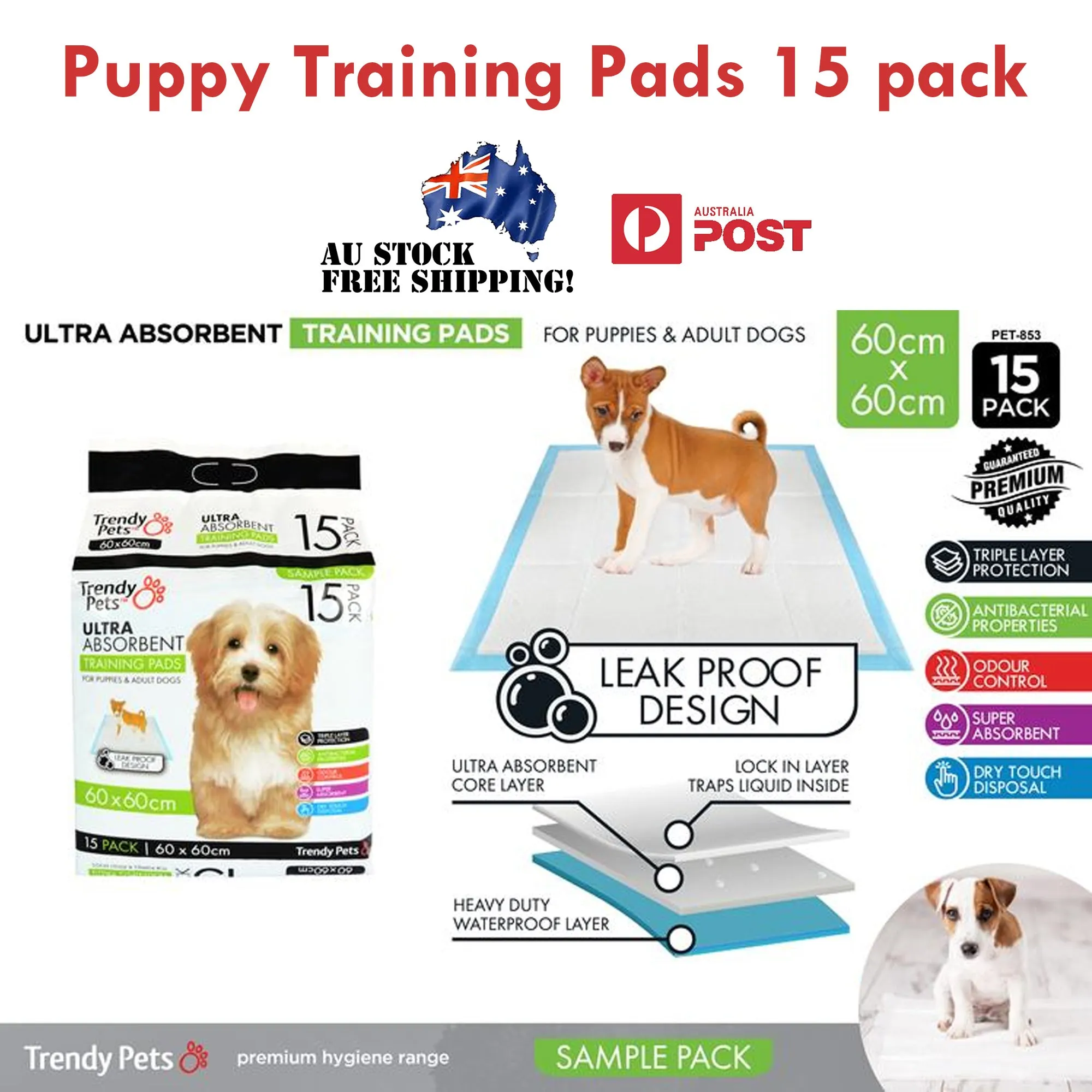 Puppy Training Pads Adult Dog Cat Bulk Large 60x60cm Absorbent White Leak Proof
