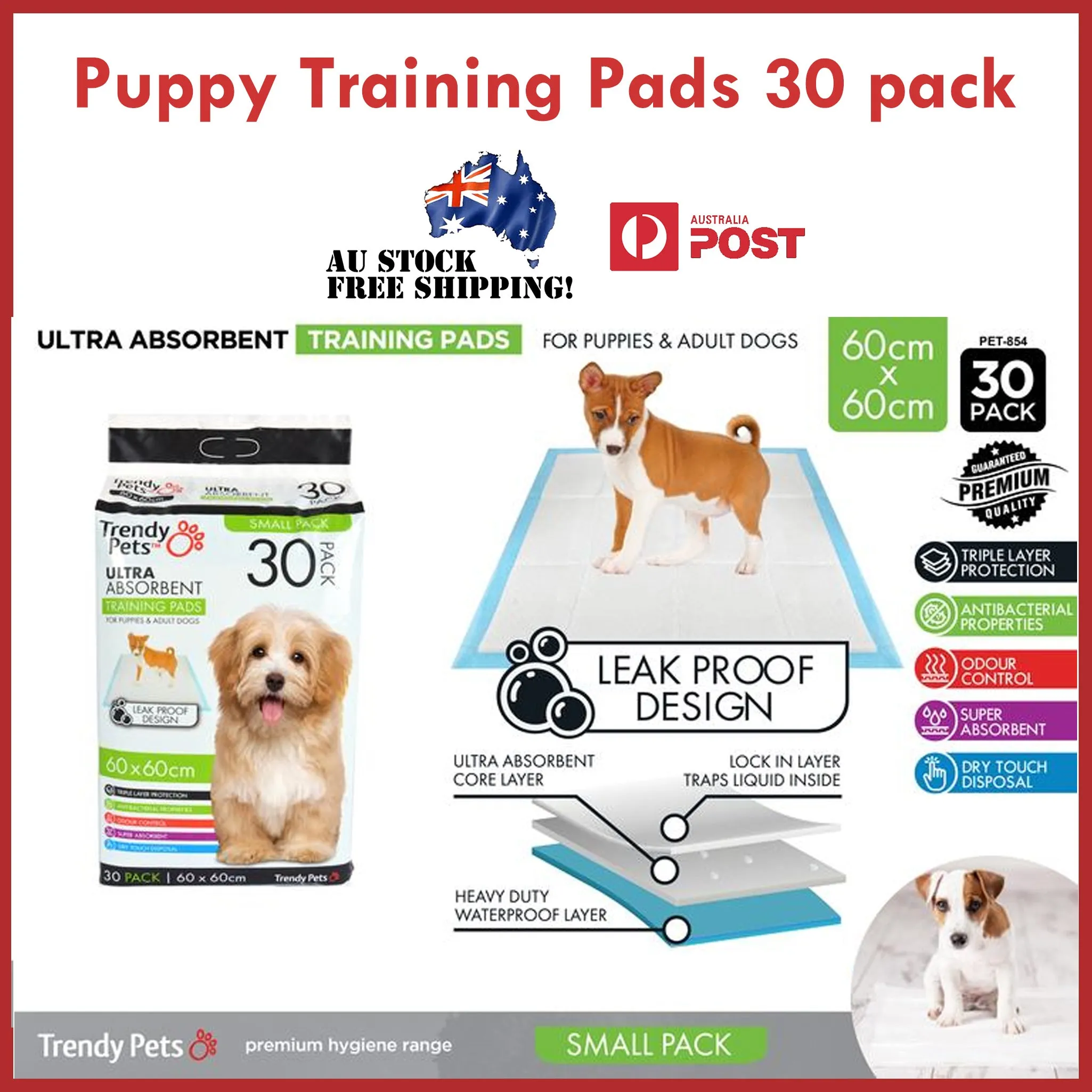 Puppy Training Pads Adult Dog Cat Bulk Large 60x60cm Absorbent White Leak Proof