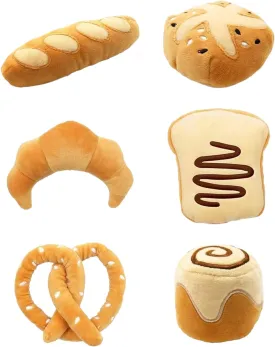 PuraRise 6 Pack Bread Catnip Cat Toys Pet Indoor Toys for Cat Lover Giftswith Baguette Croissant Pretzel Toast Bun Cinnamon Roll PlushPerfect Pet Birthday Presents