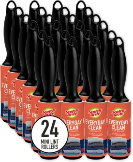 Scotch-Brite Mini Lint Roller 24 Rollers 30 Sheets Per Roller 720 Sheets Total White