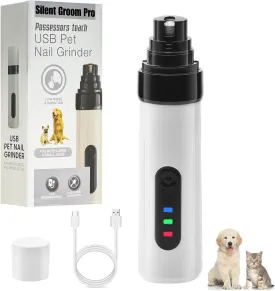 Silent Groom Pro, Heusom Dog Nail Grinder,Low Noise USB Rechargeable Pet Clipper,Painless Pet Paw Grooming & Trimming Tool,Suitable for All Dogs and Breeds