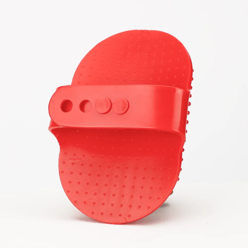 Skatrs Rubber Bristles Massage Hand Brush Comb for Dogs & Cats (Red)