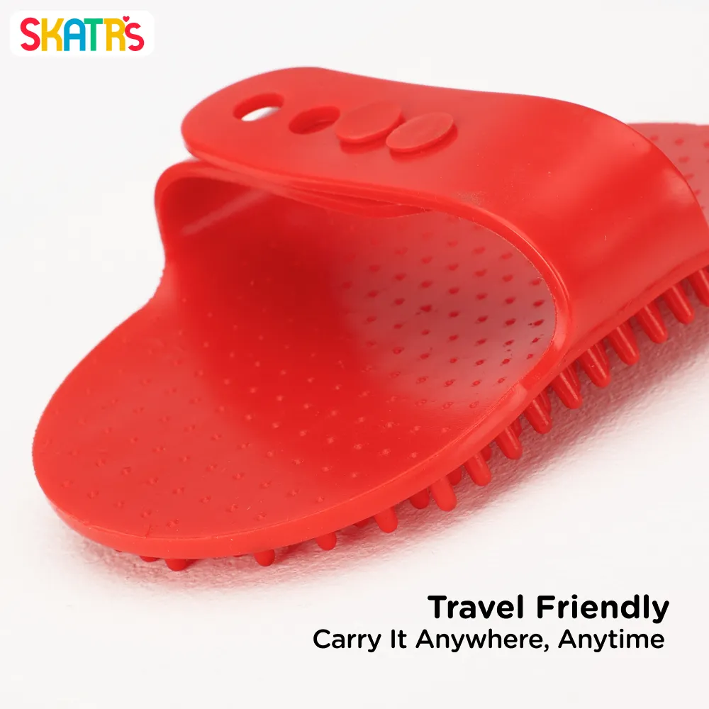 Skatrs Rubber Bristles Massage Hand Brush Comb for Dogs & Cats (Red)