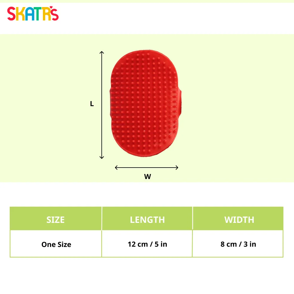 Skatrs Rubber Bristles Massage Hand Brush Comb for Dogs & Cats (Red)