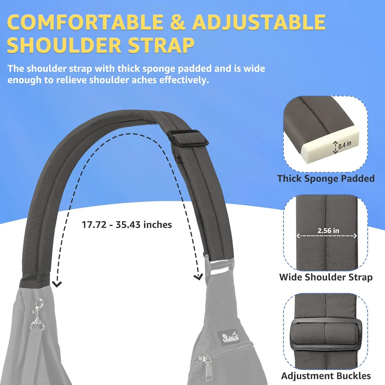 SlowTon Dog Carrier Sling - Thick Padded Shoulder Strap Adjustable Dog Carriers for Small Dogs, Puppy Carrier Purse for Pet Cat with Front Zipper Pocket Safety Belt Machine Washable (Grey M)
