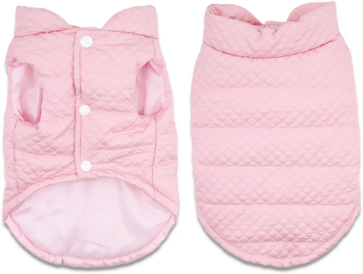 Soft Warm Small Dog Coats Lightweight Pet Dog Winter Jackets for Small Medium Dogs Puppy Cold Weather Coat Pet Girl Clothes, Pink, Small