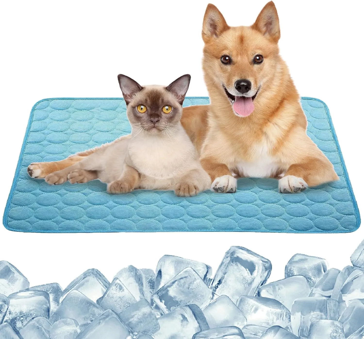 Summer Dog Cooling Mat, Machine Washable Self-Cooling Ice Silk Mat for Small Medium Large Dogs and Cats, Non-Slip Leakproof Design, Ideal for Dog Bed, Pet Crate, Car, Sofa (Medium)