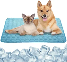 Summer Dog Cooling Mat, Machine Washable Self-Cooling Ice Silk Mat for Small Medium Large Dogs and Cats, Non-Slip Leakproof Design, Ideal for Dog Bed, Pet Crate, Car, Sofa (Medium)
