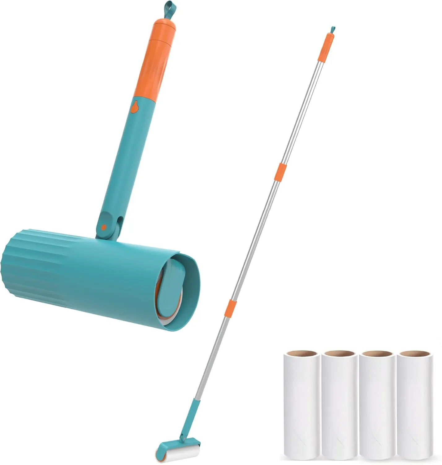 Useful Co Extendable Lint Roller -Lint Roller for Pet Hair, Couch Lint Roller, Large Lint Roller, Lint Roller for Floor with Sticky Sheets, 16cm to 110cm, 1 (7.5") Lint Roller   4 Refills (Blue)
