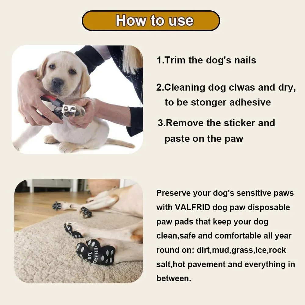 VALFRID Dog Paw Protector Pads,15 Sets-60 Pads Anti-Slip Grips for Hardwood Floors,Best for Hot Pavement,Strong Self-Adhesive Traction Stickers for Senior Dog Essentials Multicolor XXL