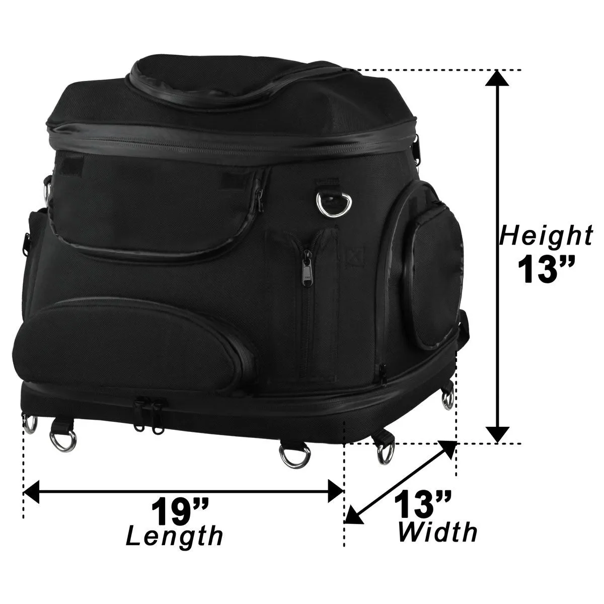 Vance SB526 Black Heavy Duty Motorcycle Pet Carry Luggage Touring Travel Sissy Bar Rack Bag