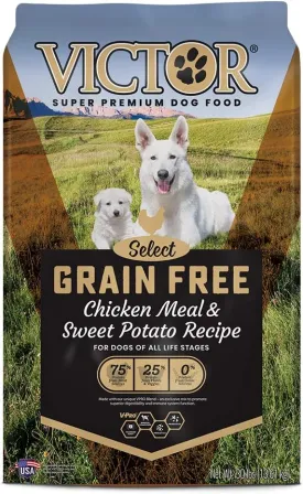 VICTOR Super Premium Dog Food  Grain Free Chicken Meal & Sweet Potato  33% Protein, 16% Fat  Dry Dog Food for Dogs of All Life Stages  High Protein Kibble for All Normally Active Dogs, 30 lb