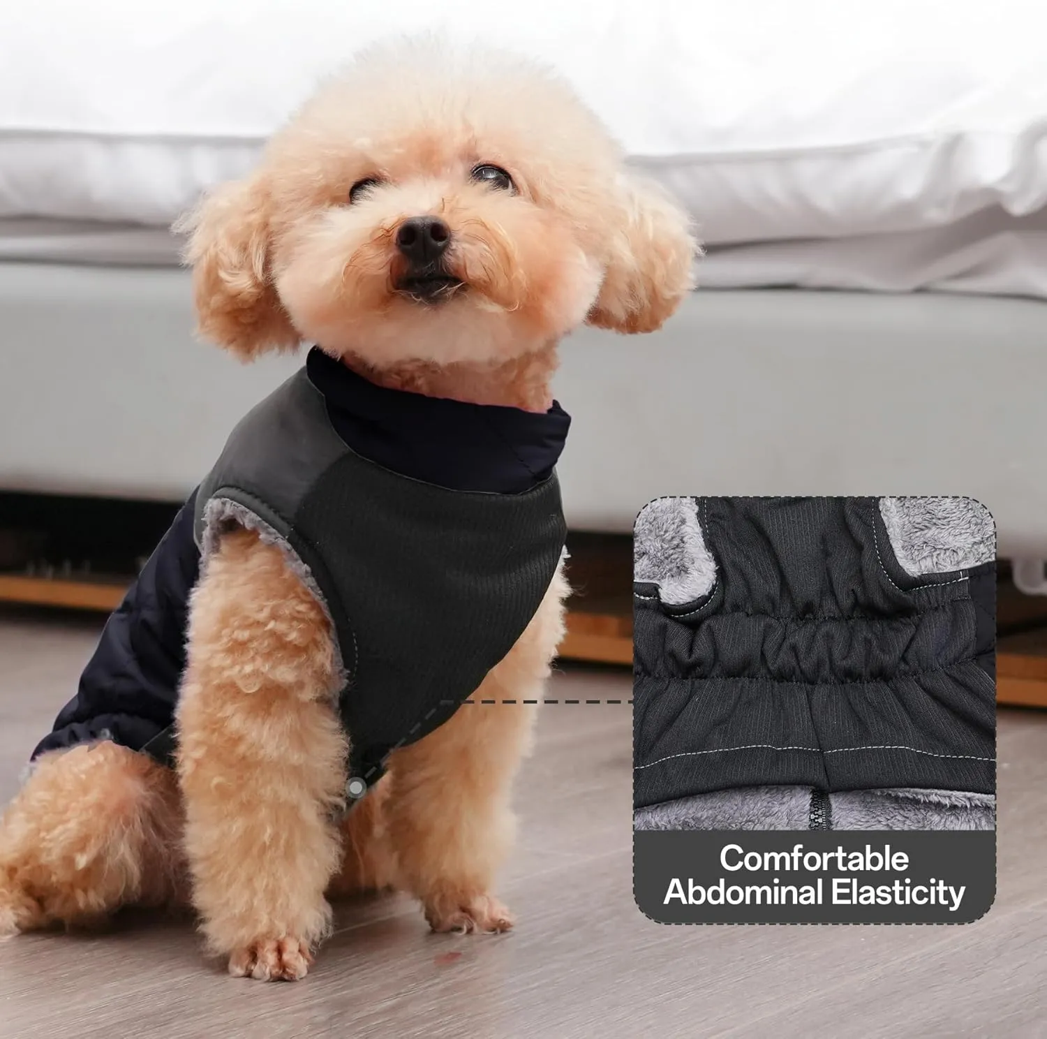 Warm Fleece Dog Coats for Medium Dogs,D-Rings Waterproof Puppy Jacket for Cold Winter,Black XL