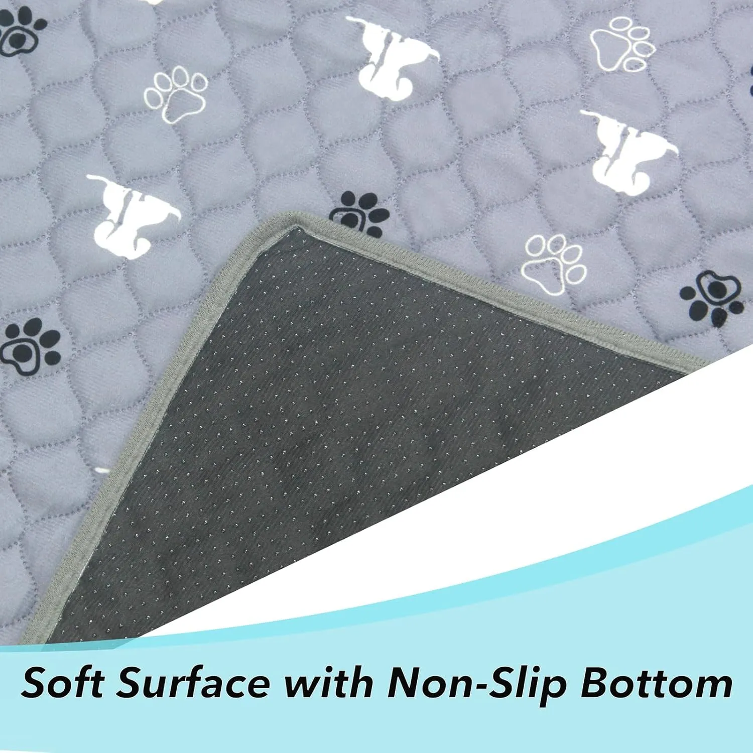 Washable Pee Pads for Dogs, 2 Pack 24"x36" Reusable Puppy Pads Non-Slip Waterproof Pet Training Pads for Whelping, Playpen, Crate and Potty Training, Durable and Absorbent, Grey