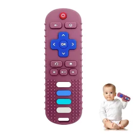 YAPROMO Baby Teething Toys,Reomte Teether Toys, Silicone Chew Toy for Babies 18  Months, Remote Control Shape Teething Toys, Early Educational Toy BPA Free & Refrigerator Safe (Rose Red)