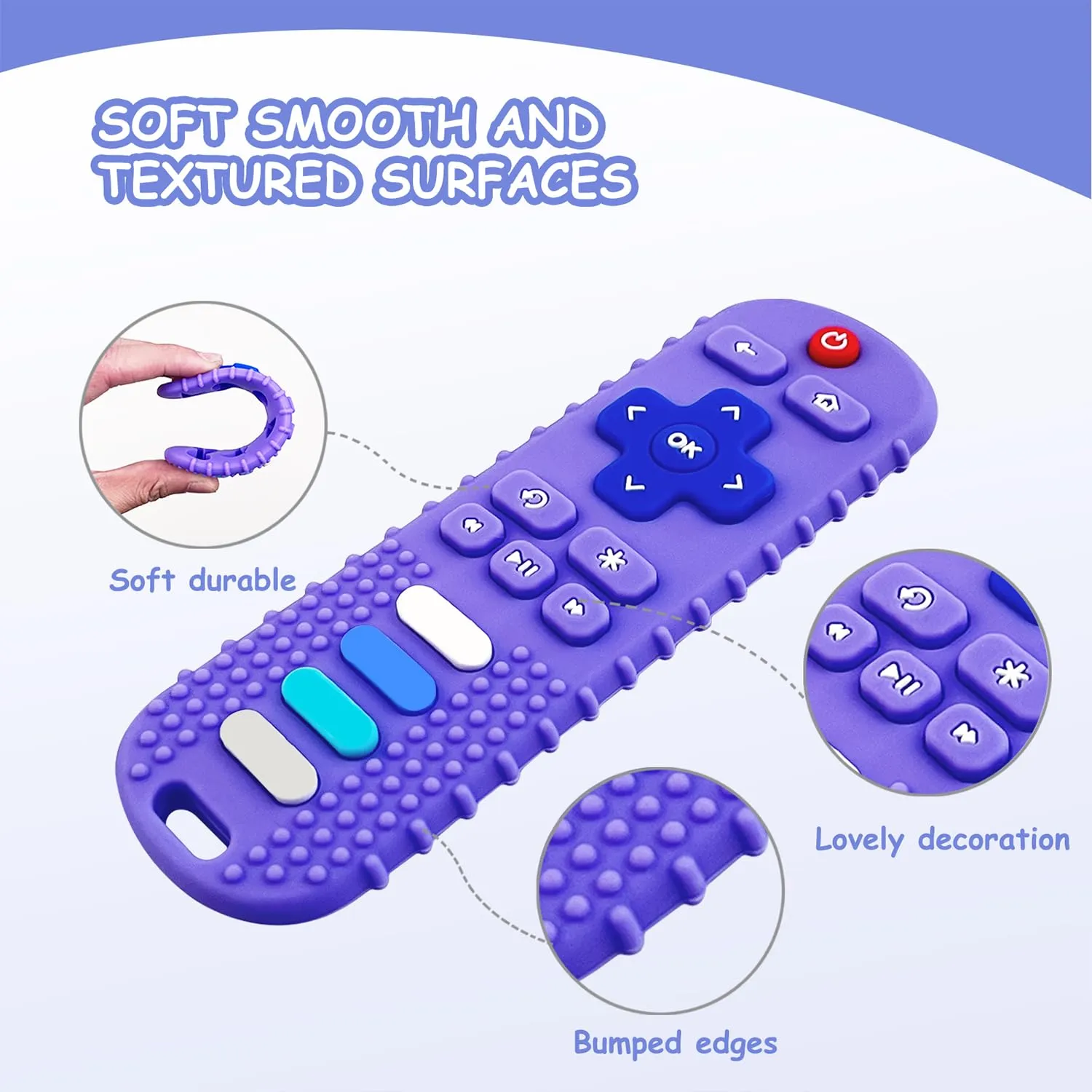 YAPROMO Baby Teething Toys,Reomte Teether Toys, Silicone Chew Toy for Babies 18  Months, Remote Control Shape Teething Toys, Early Educational Toy BPA Free & Refrigerator Safe (Rose Red)