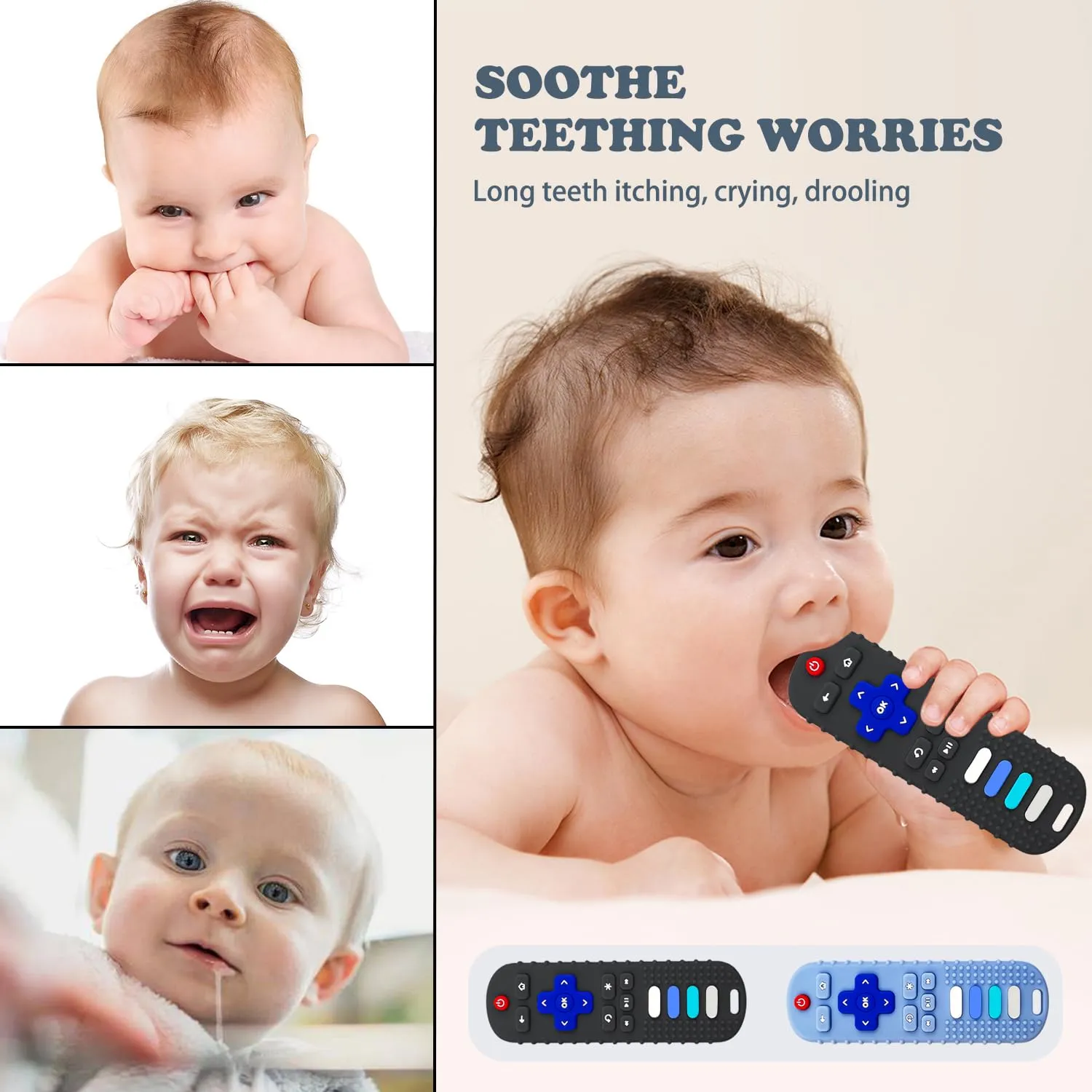 YAPROMO Baby Teething Toys,Reomte Teether Toys, Silicone Chew Toy for Babies 18  Months, Remote Control Shape Teething Toys, Early Educational Toy BPA Free & Refrigerator Safe (Rose Red)